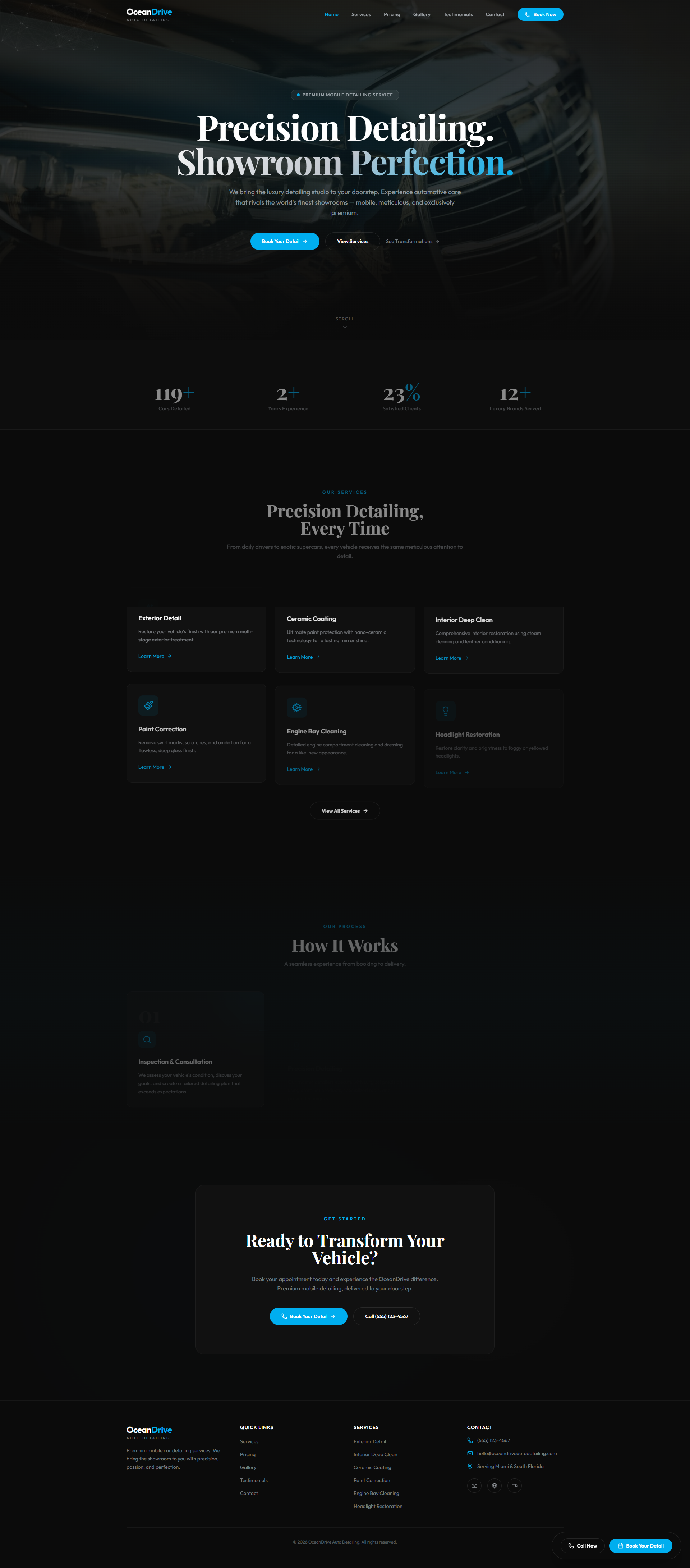Ocean Drive Auto Detailing website screenshot