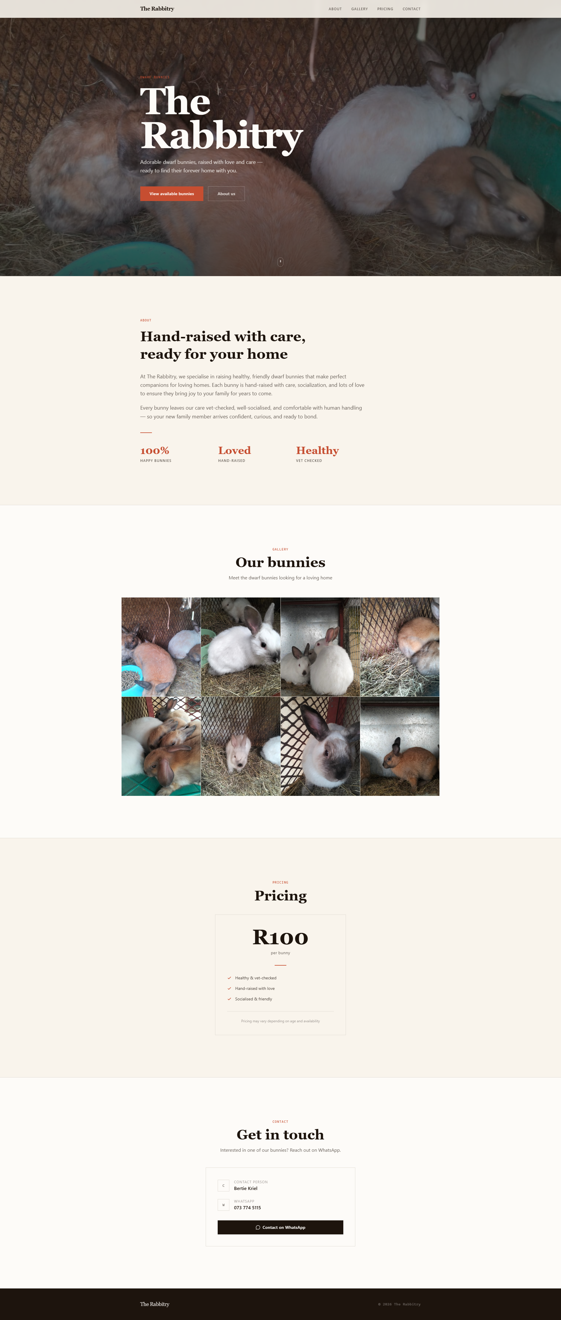 The Rabbitry website screenshot