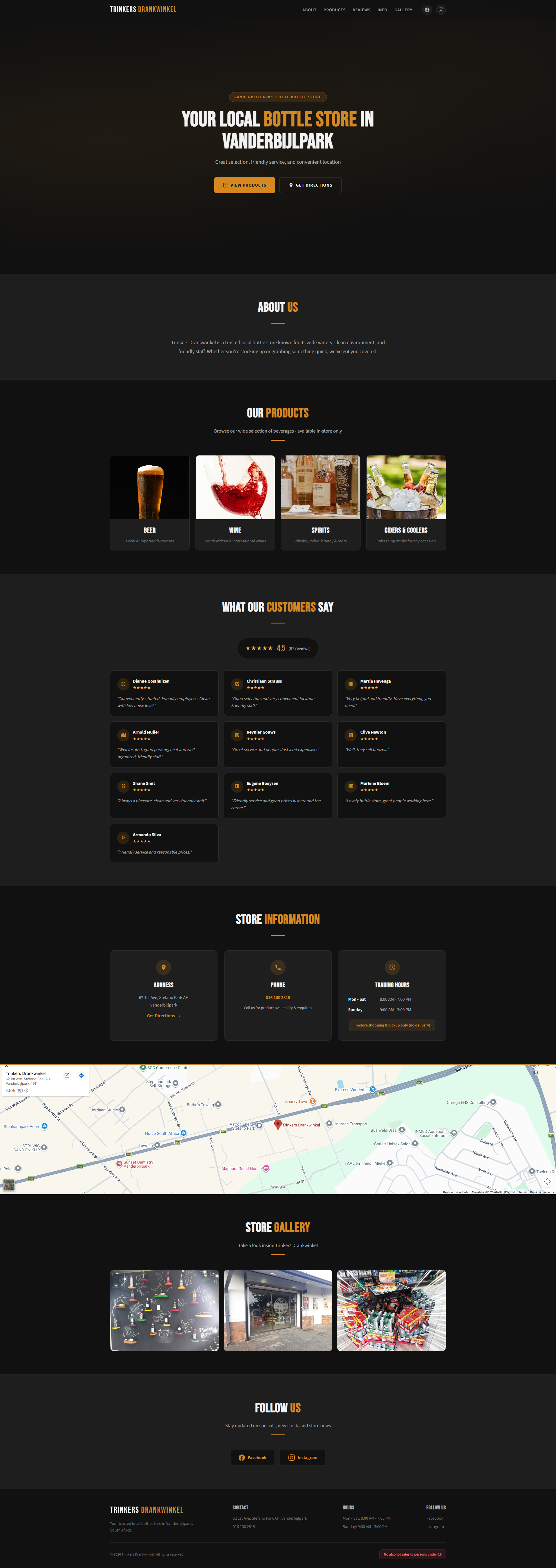 Trinker Drank Winkel website screenshot